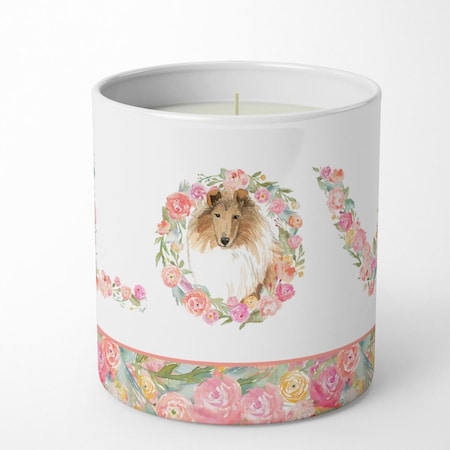 Carolines Treasures 3.75 x 3.25 in. Unisex Rough Collie Love 10 oz Decorative Soy Candle WDK4611CDL